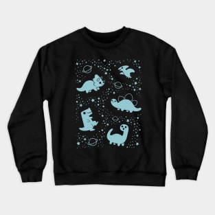 Cute Space Dinosaurs Blue Crewneck Sweatshirt